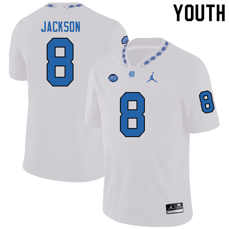 Jordan Brand Youth #8 Khadry Jackson North Carolina Tar Heels College Football Jerseys Sale-White